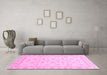 Machine Washable Oriental Pink Modern Rug in a Living Room, wshabs4043pnk