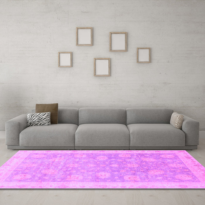 Machine Washable Oriental Purple Modern Area Rugs in a Living Room, wshabs4044pur