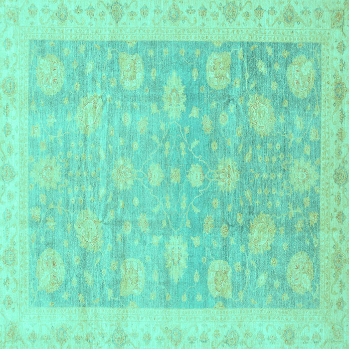 Square Machine Washable Oriental Turquoise Modern Area Rugs, wshabs4044turq