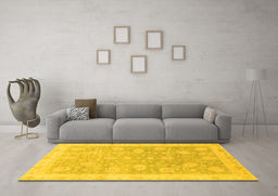 Machine Washable Oriental Yellow Modern Rug in a Living Room, wshabs4044yw