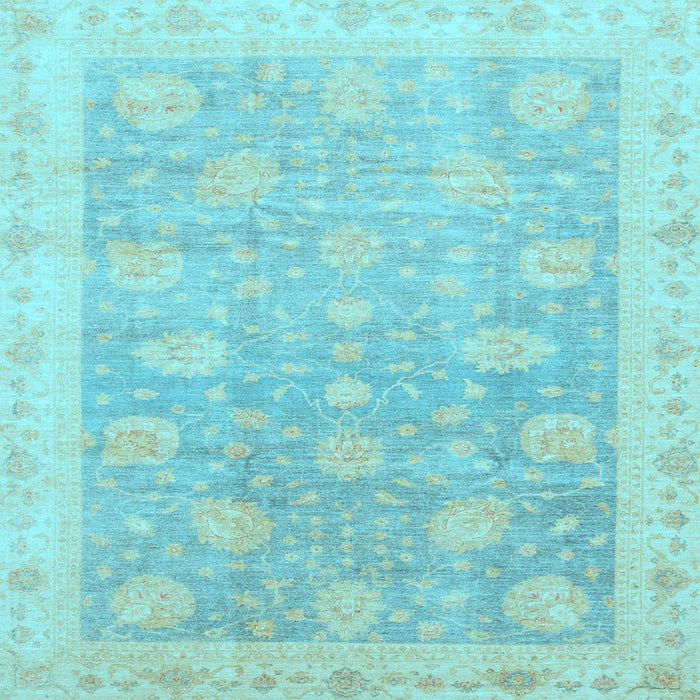 Square Machine Washable Oriental Light Blue Modern Rug, wshabs4044lblu