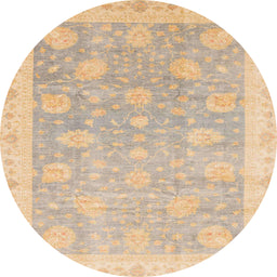 Round Abstract Brown Oriental Rug, abs4044