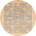 Round Abstract Brown Oriental Rug, abs4044