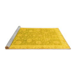 Sideview of Machine Washable Oriental Yellow Modern Rug, wshabs4044yw
