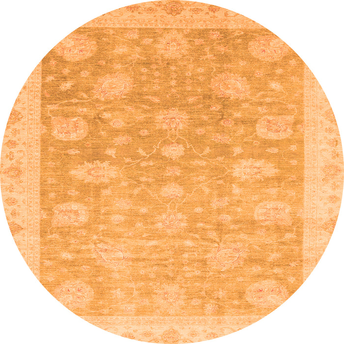 Round Machine Washable Oriental Orange Modern Area Rugs, wshabs4044org
