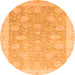 Round Machine Washable Oriental Orange Modern Area Rugs, wshabs4044org