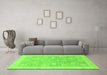 Machine Washable Oriental Green Modern Area Rugs in a Living Room,, wshabs4044grn