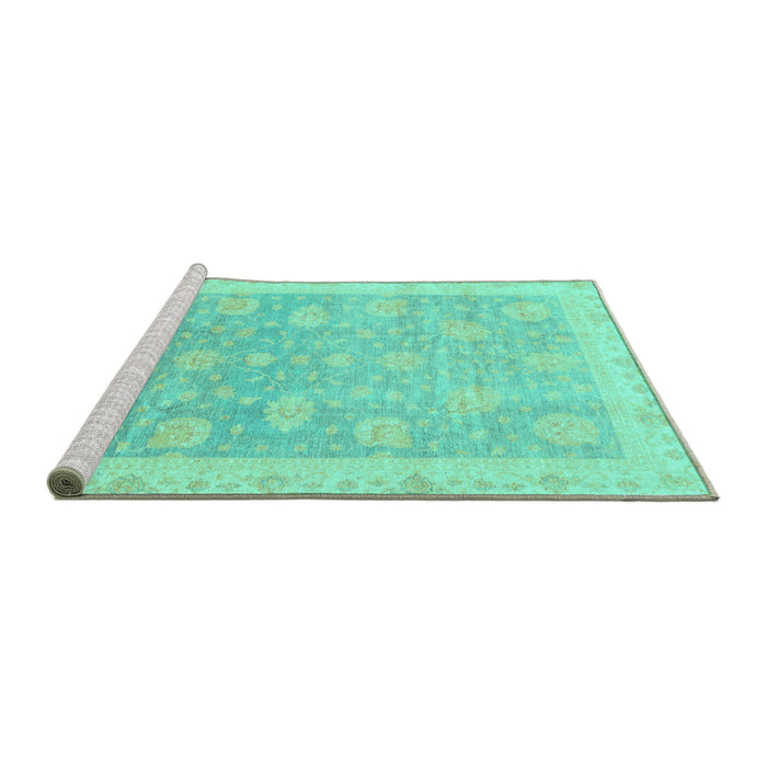Sideview of Machine Washable Oriental Turquoise Modern Area Rugs, wshabs4044turq
