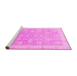 Sideview of Machine Washable Oriental Pink Modern Rug, wshabs4044pnk
