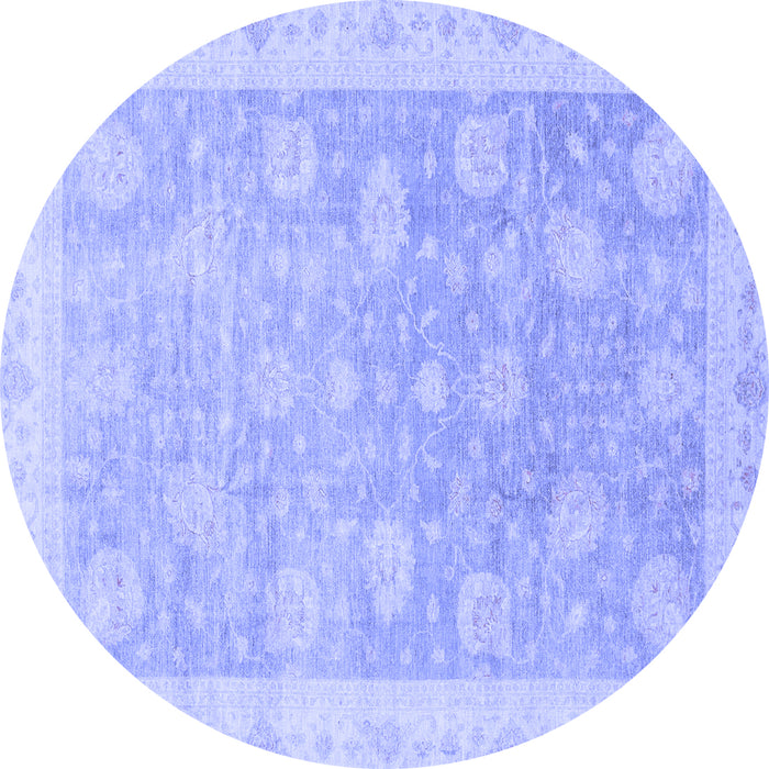 Round Machine Washable Oriental Blue Modern Rug, wshabs4044blu