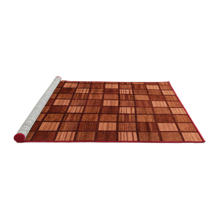 Sideview of Machine Washable Abstract Orange Red Rug, wshabs4045