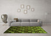 Machine Washable Oriental Green Modern Area Rugs in a Living Room,, wshabs4045grn