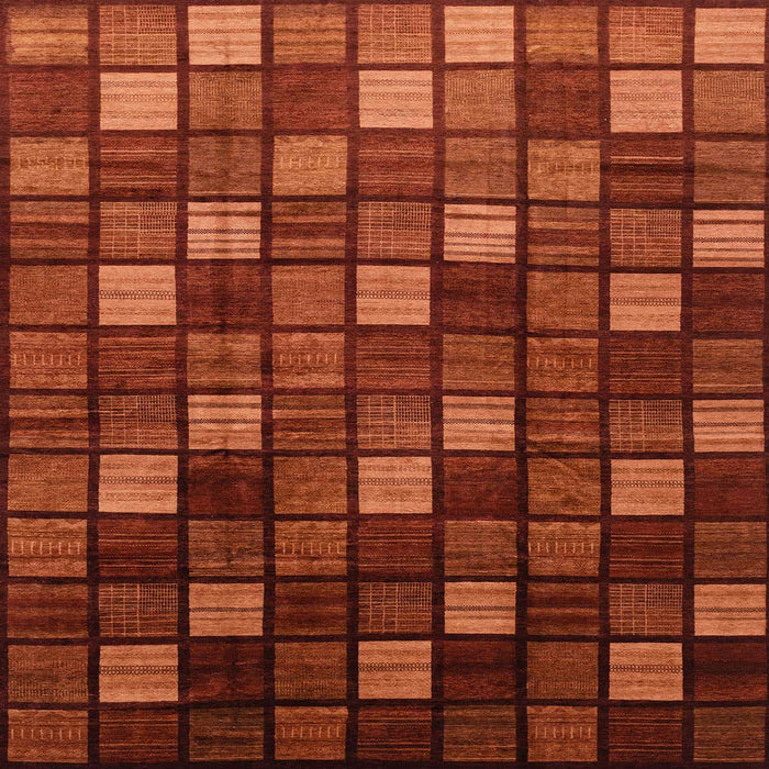 Square Abstract Orange Red Oriental Rug, abs4045