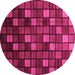 Round Machine Washable Oriental Pink Modern Rug, wshabs4045pnk