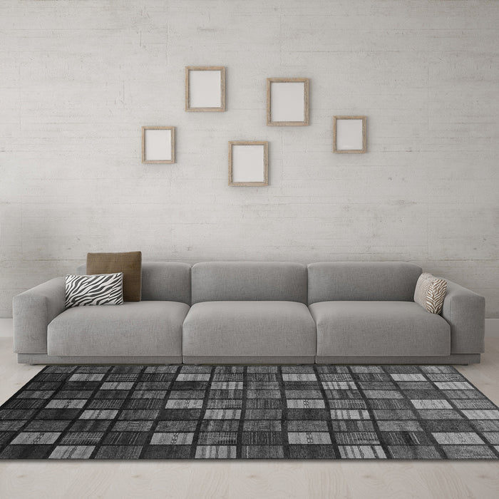 Machine Washable Oriental Gray Modern Rug in a Living Room,, wshabs4045gry