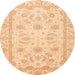 Round Machine Washable Abstract Orange Rug, wshabs4046