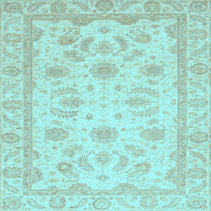 Square Machine Washable Oriental Light Blue Modern Rug, wshabs4046lblu