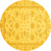 Round Oriental Yellow Modern Rug, abs4046yw