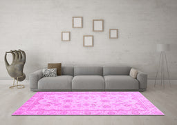 Machine Washable Oriental Purple Modern Area Rugs in a Living Room, wshabs4046pur