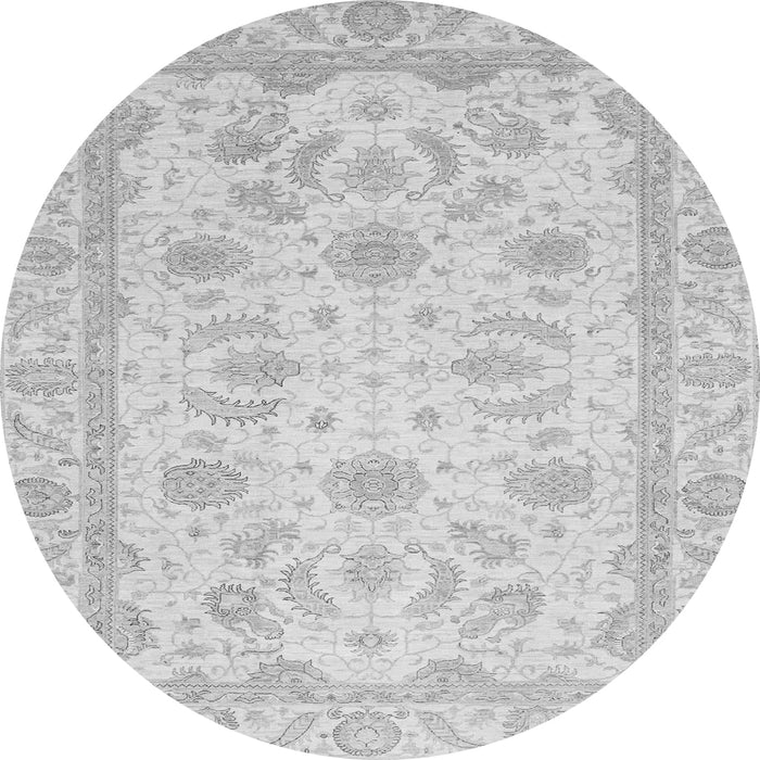 Round Machine Washable Oriental Gray Modern Rug, wshabs4046gry