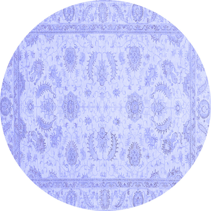 Round Machine Washable Oriental Blue Modern Rug, wshabs4046blu