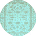 Round Oriental Light Blue Modern Rug, abs4046lblu