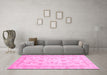 Machine Washable Oriental Pink Modern Rug in a Living Room, wshabs4046pnk