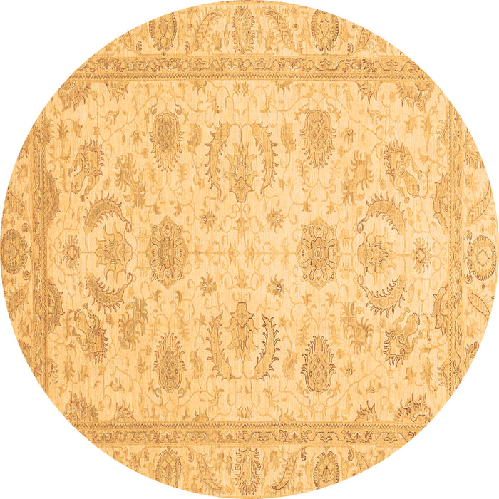 Round Machine Washable Oriental Brown Modern Rug, wshabs4046brn