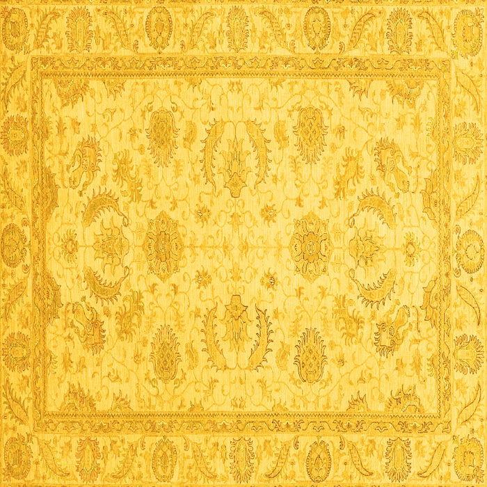 Square Machine Washable Oriental Yellow Modern Rug, wshabs4046yw