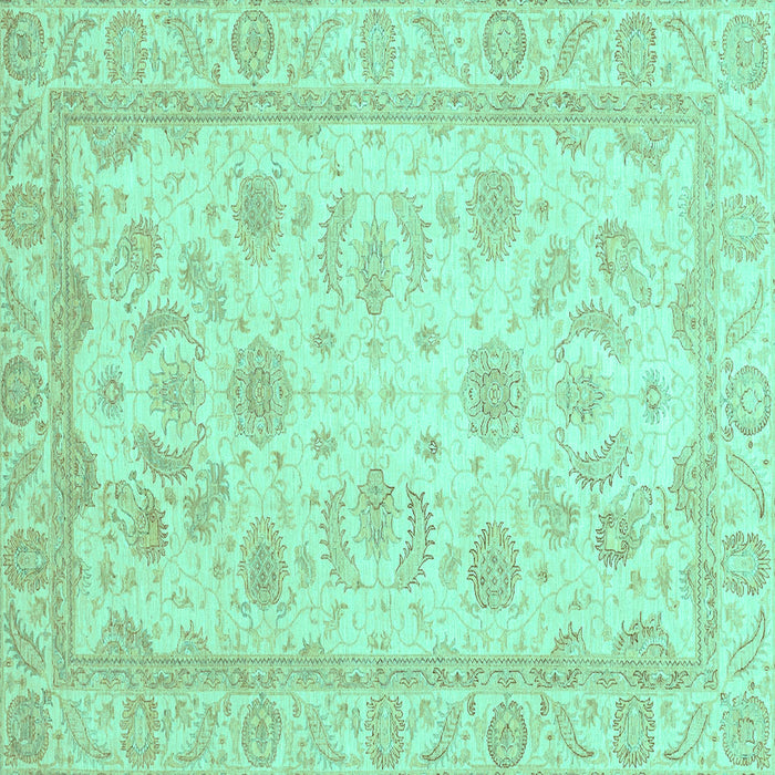 Square Machine Washable Oriental Turquoise Modern Area Rugs, wshabs4046turq