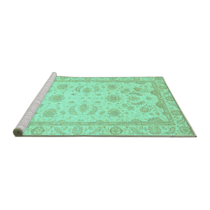 Sideview of Machine Washable Oriental Turquoise Modern Area Rugs, wshabs4046turq