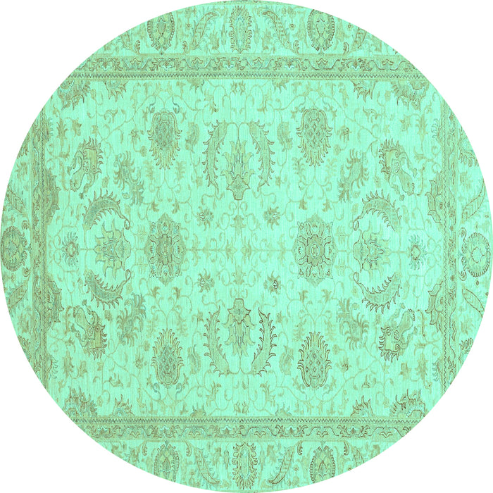 Round Oriental Turquoise Modern Rug, abs4046turq
