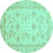 Round Oriental Turquoise Modern Rug, abs4046turq