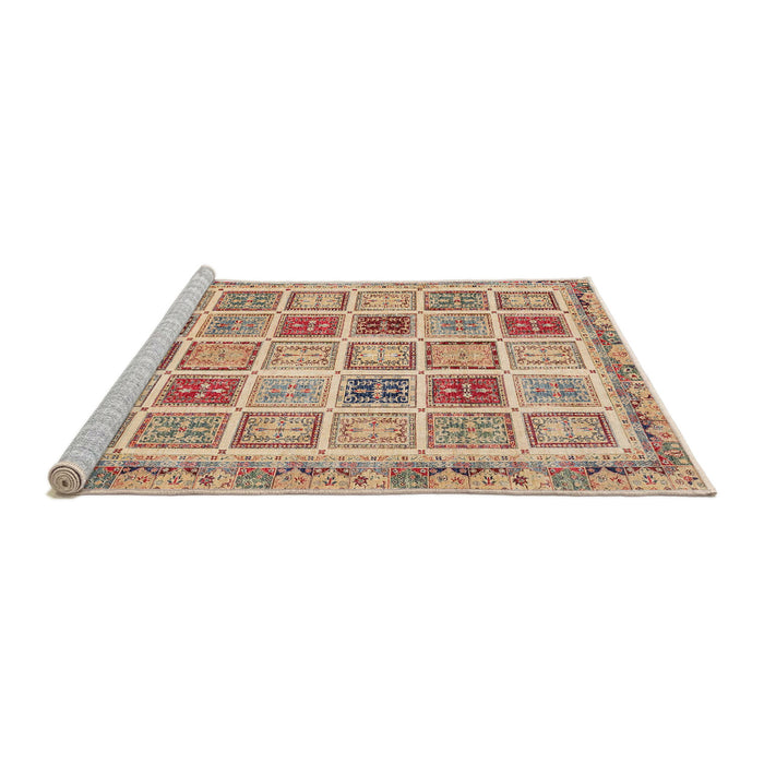 Sideview of Machine Washable Abstract Rust Pink Rug, wshabs4047