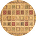 Round Oriental Brown Modern Rug, abs4047brn