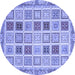 Round Machine Washable Oriental Blue Modern Rug, wshabs4047blu