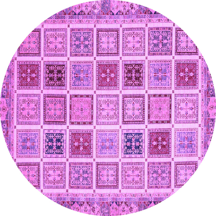 Round Machine Washable Oriental Purple Modern Area Rugs, wshabs4047pur