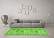 Machine Washable Oriental Green Modern Area Rugs in a Living Room,, wshabs4047grn