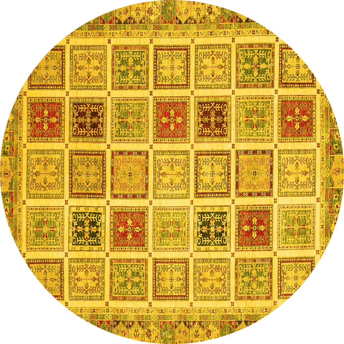 Round Oriental Yellow Modern Rug, abs4047yw