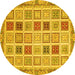 Round Oriental Yellow Modern Rug, abs4047yw