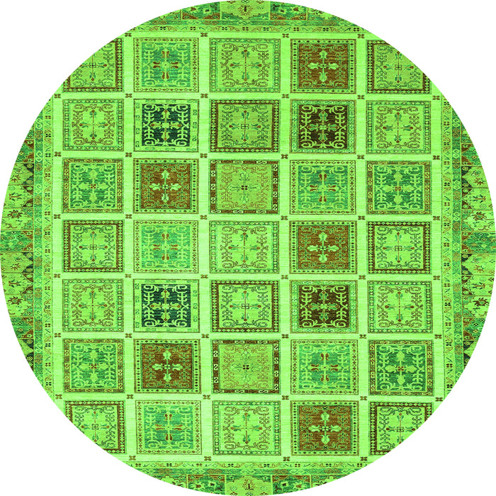 Round Oriental Green Modern Rug, abs4047grn