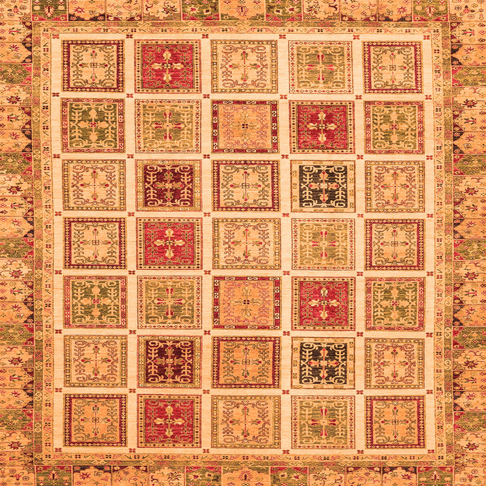 Square Machine Washable Oriental Orange Modern Area Rugs, wshabs4047org