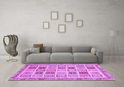 Machine Washable Oriental Purple Modern Area Rugs in a Living Room, wshabs4047pur