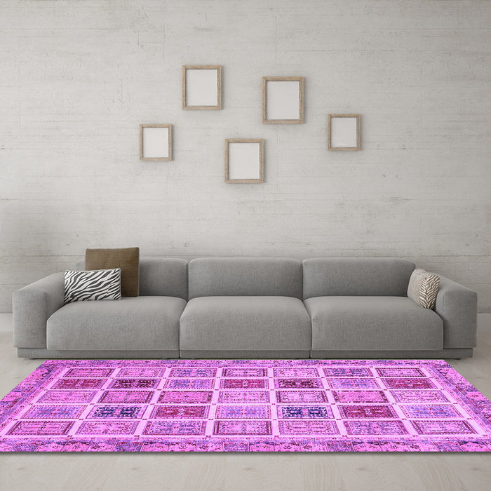 Machine Washable Oriental Purple Modern Area Rugs in a Living Room, wshabs4047pur