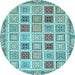 Round Oriental Light Blue Modern Rug, abs4047lblu