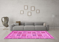 Machine Washable Oriental Pink Modern Rug, wshabs4047pnk