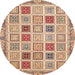 Round Machine Washable Abstract Rust Pink Rug, wshabs4047