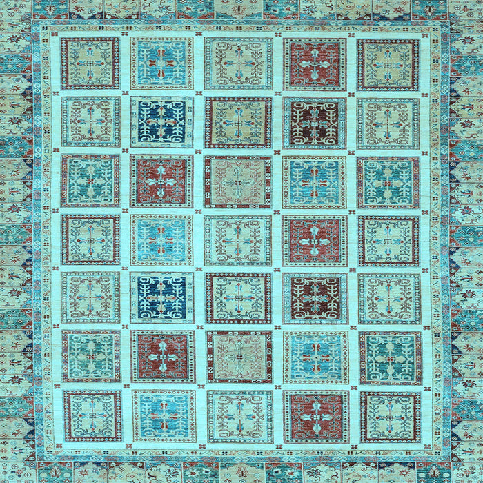 Square Machine Washable Oriental Light Blue Modern Rug, wshabs4047lblu