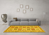 Machine Washable Oriental Yellow Modern Rug, wshabs4047yw