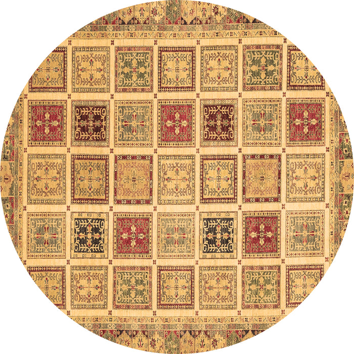 Round Machine Washable Oriental Brown Modern Rug, wshabs4047brn